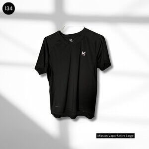Mission VaporActive Performance V-Neck Tee in Black
